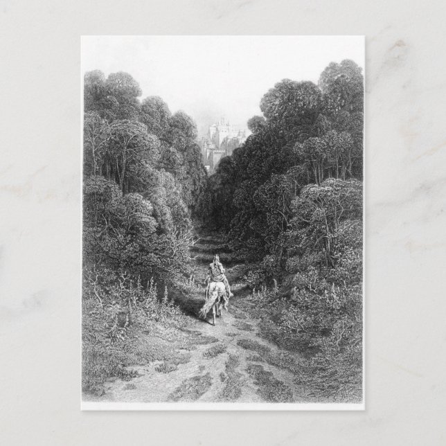 Carte Postale Lancelot s'approche du château d'Astolat (Devant)