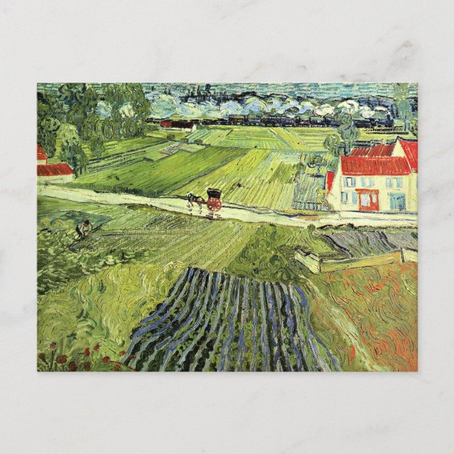 Carte Postale Landscape with Carriage and Train (Devant)