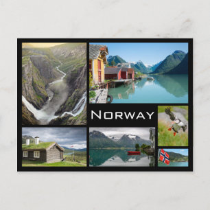 Carte Postale Landscapes à Norway black collage postcard