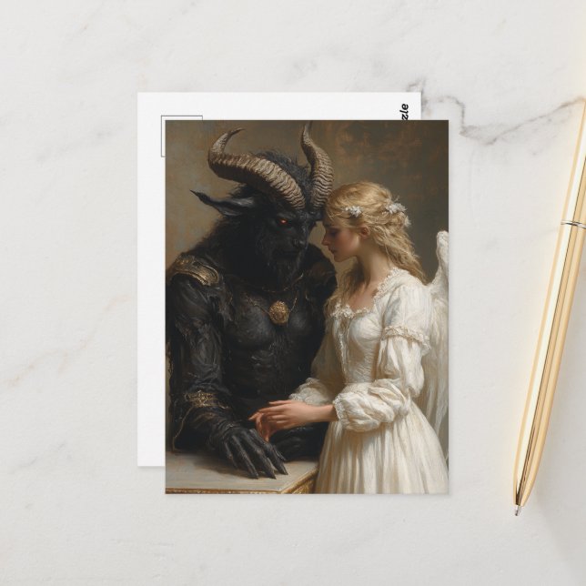 Carte Postale L'ange et le démon sombre (Devant/Arrière en situation)