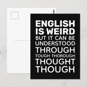 Carte Postale L'anglais est bizarre et drôle Grammar Noir