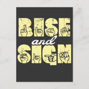 Carte Postale Langue des signes ASL Rise et signe