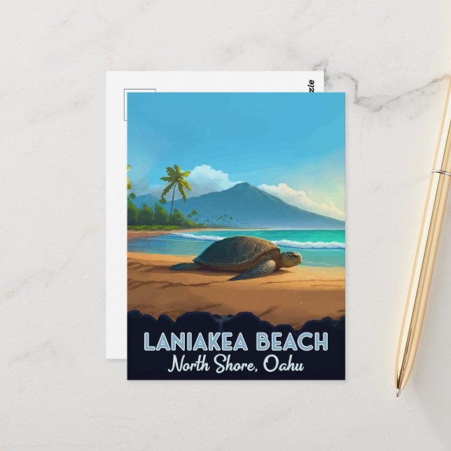 Carte Postale Laniakea Beach Haleiwa Oahu Hawaii Turtle (Devant/Arrière en situation)