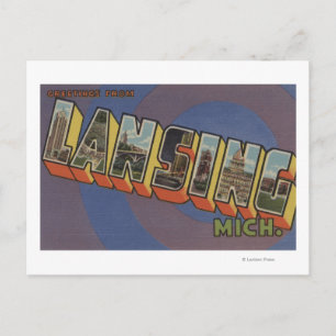 Carte Postale Lansing, Michigan - Scènes de grandes lettres