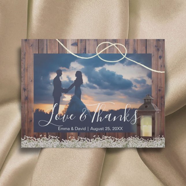 Carte Postale Lanterne de grange rustique Attache le noeud Merci (Créateur téléchargé)