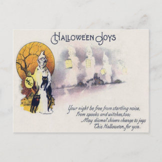 Carte Postale Lanterne en chat noir de faucheuse noire Pleine lu