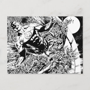 Carte Postale Lanterne verte et la lune - noire et blanche