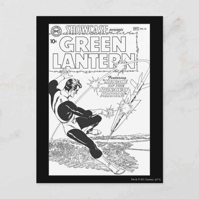 Carte Postale Lanterne Verte - missile Runaway, noir et blanc (Devant)