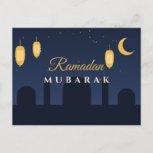 Lanternes Ramadan Mubarak Navy Or Salutations Post