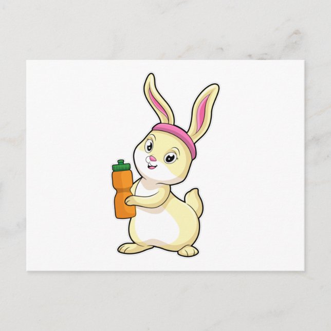 Carte Postale Lapin à la forme avec bouteille de boisson (Devant)
