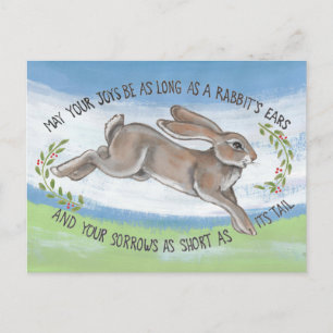Carte Postale Lapin à l'aquarelle Espoir Encouragement Prompt ré