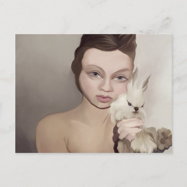 Carte Postale lapin à puces (Devant)
