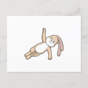 Carte Postale Lapin au yoga s'étirant