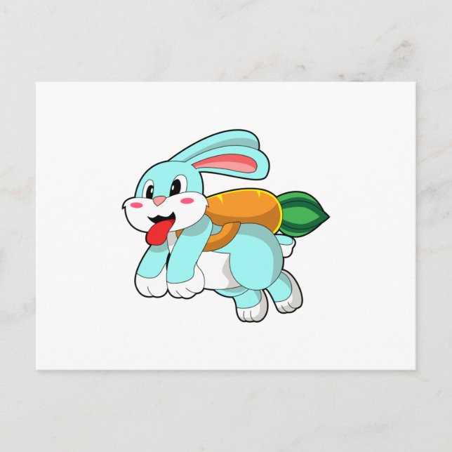 Carte Postale Lapin avec carotte en fusée (Devant)