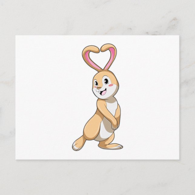 Carte Postale Lapin avec coeur (Devant)