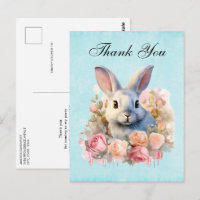 Lapin avec une guirlande de roses Mignon Merci