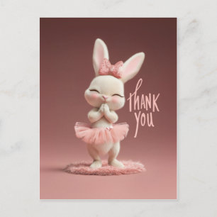 Carte Postale Lapin Bébé Adorable en Tutu Rose Merci