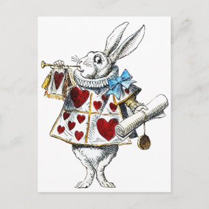 Carte Postale Lapin Blanc Alice au Pays des Merveilles Cœurs