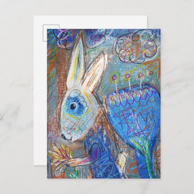 Carte Postale Lapin bleu (Devant / Derrière)