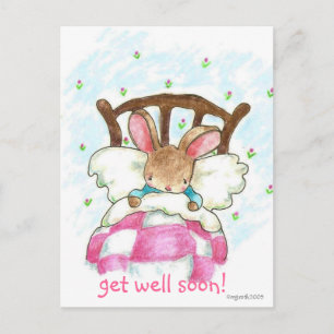 Carte postale Lapin Bon rétablissement