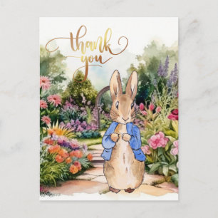 Carte Postale Lapin classique dans le jardin Merci