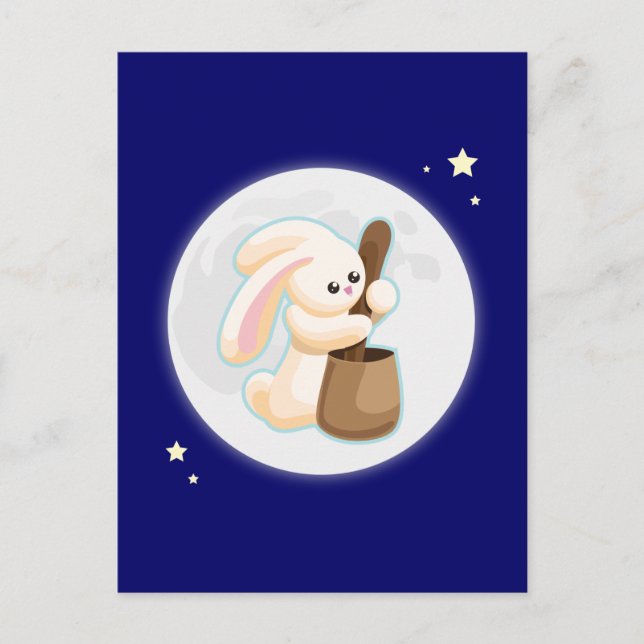 Carte Postale Lapin dans la lune (Devant)