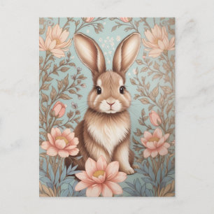 Carte Postale Lapin de bébé mignon floral pastel