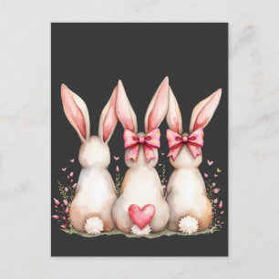 Carte Postale Lapin de coton floral Coquette Lapin de fond Rabbi
