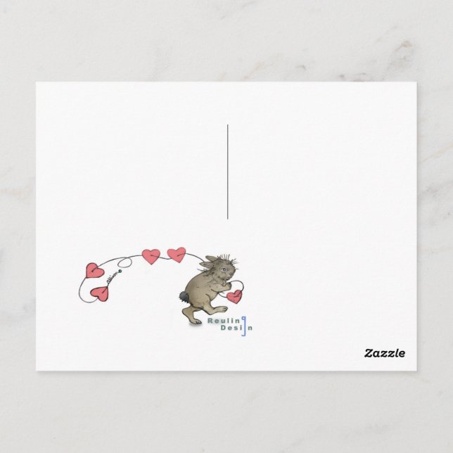Carte Postale Lapin de la Saint-Valentin (Dos)