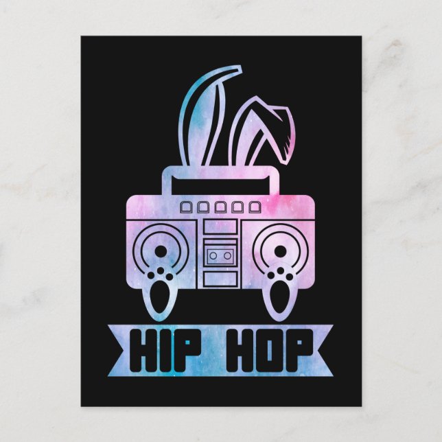 Carte Postale Lapin de musique Hip Hop Bunny (Devant)