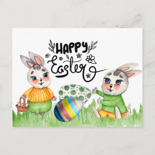 Carte Postale Lapin de Pâques heureux
