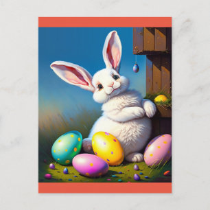 Carte Postale lapin de pâques heureux