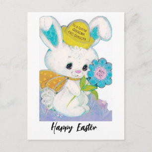 Carte Postale Lapin de Pâques Rétro pour grand-mère et grand-pèr