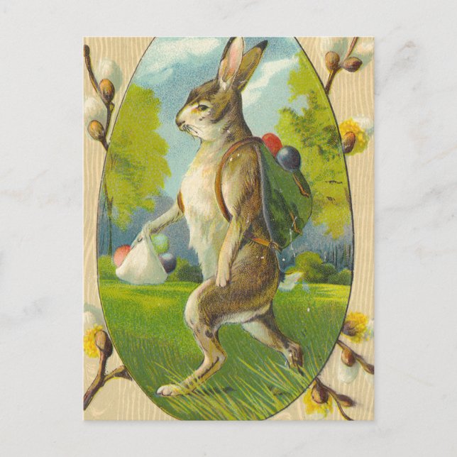Carte Postale Lapin de Pâques vintage (Devant)