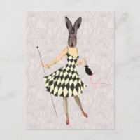 Lapin en robe blanche noire 2
