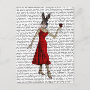 Carte Postale Lapin en robe rouge