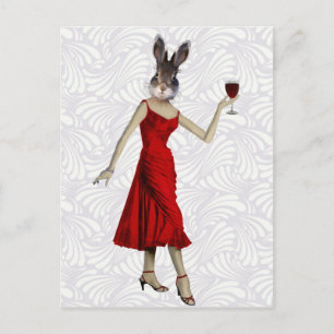 Carte Postale Lapin en robe rouge 2