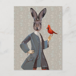 Carte Postale Lapin Et Oiseau