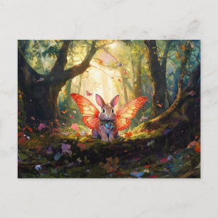 Carte Postale Lapin fantaisiste dans une forêt enchantée