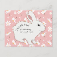 Lapin Fleurs Rose Merci Baby Shower