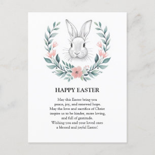 Carte Postale Lapin gracieux dans une couronne florale