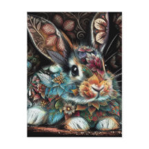 Lapin lapin lapin lunaire floral Abstrait noir Tur