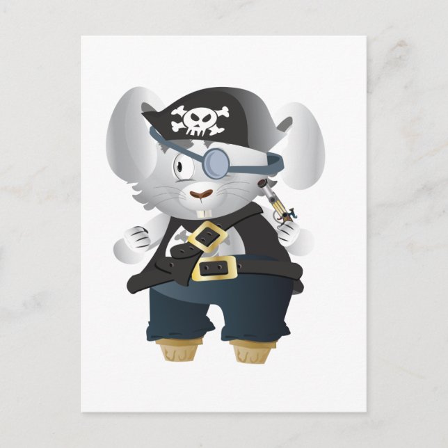 Carte Postale Lapin Pirate (Devant)