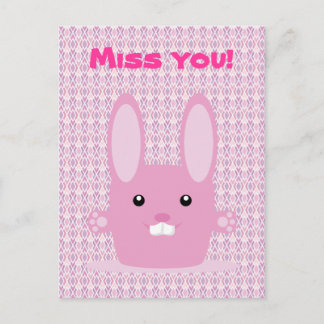 Carte Postale Lapin rose