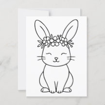Lapin Whimsical avec Art Floral Crown Line