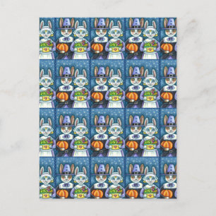 CARTE POSTALE LAPINS PÈLERINS, RÉCOLTE DE LIÈVRE DE THANKSGIVING