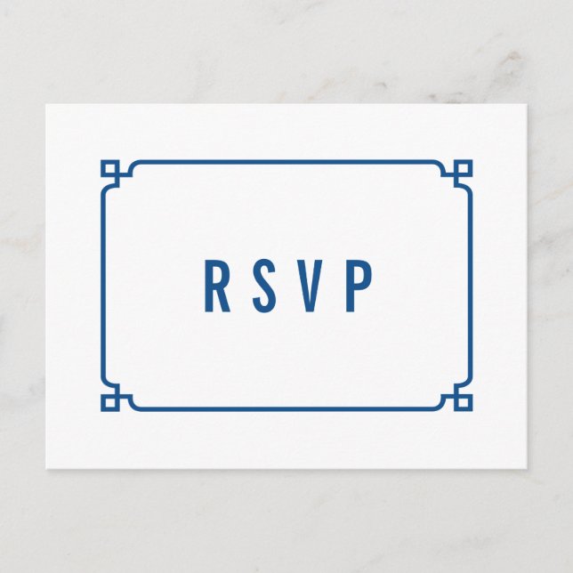 Carte postale Lapis Blue Deco Chic Wedding RSVP (Devant)