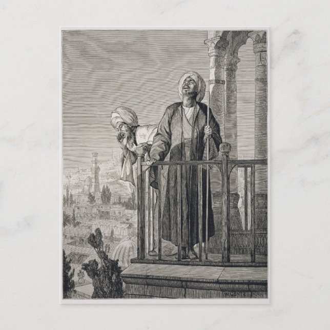 Carte Postale L'appel à la prière du muezzin, 19e siècle (Devant)