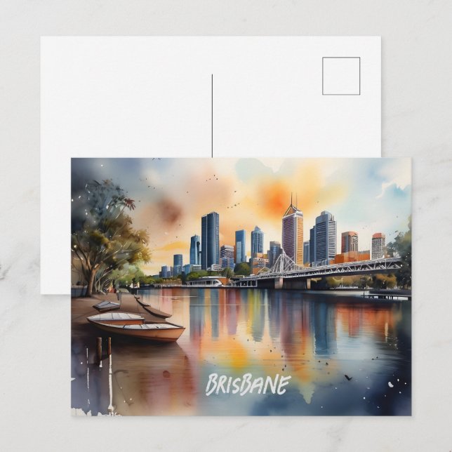Carte Postale L'aquarelle de Brisbane (Devant / Derrière)