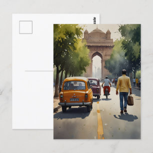 Carte Postale L'aquarelle de Delhi